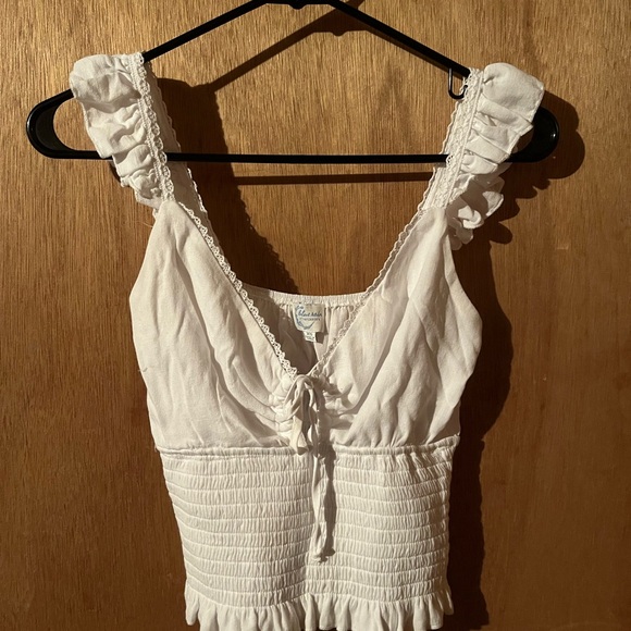 Blue Rain Tops - Blue Rain White Lace-Trimmed Top